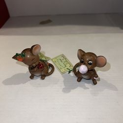 Vintage Josef Originals Mouse Village Buddy and Bubbles Mice with Tags