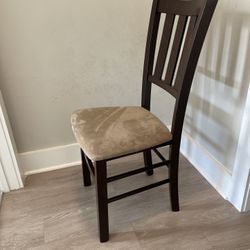 Sturdy Suede Cushioned Wood Chair