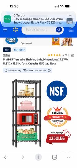MZG 5-Tier Black Wire Shelving Unit