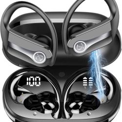  Wireless Earbuds Bluetooth 5.3 Headphones 50Hrs Playtime Sports Earphones Over-Ear Earhooks Headset with LED Display, ENC Mic, IP7 Waterproof for Wor
