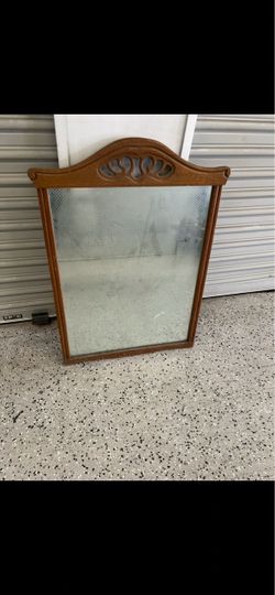 Vintage Wood Framed Wall Mirror