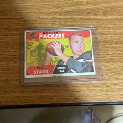 1968 Topps Football #1 Bart Starr Packers Creasing Back Stain FR LOOK!