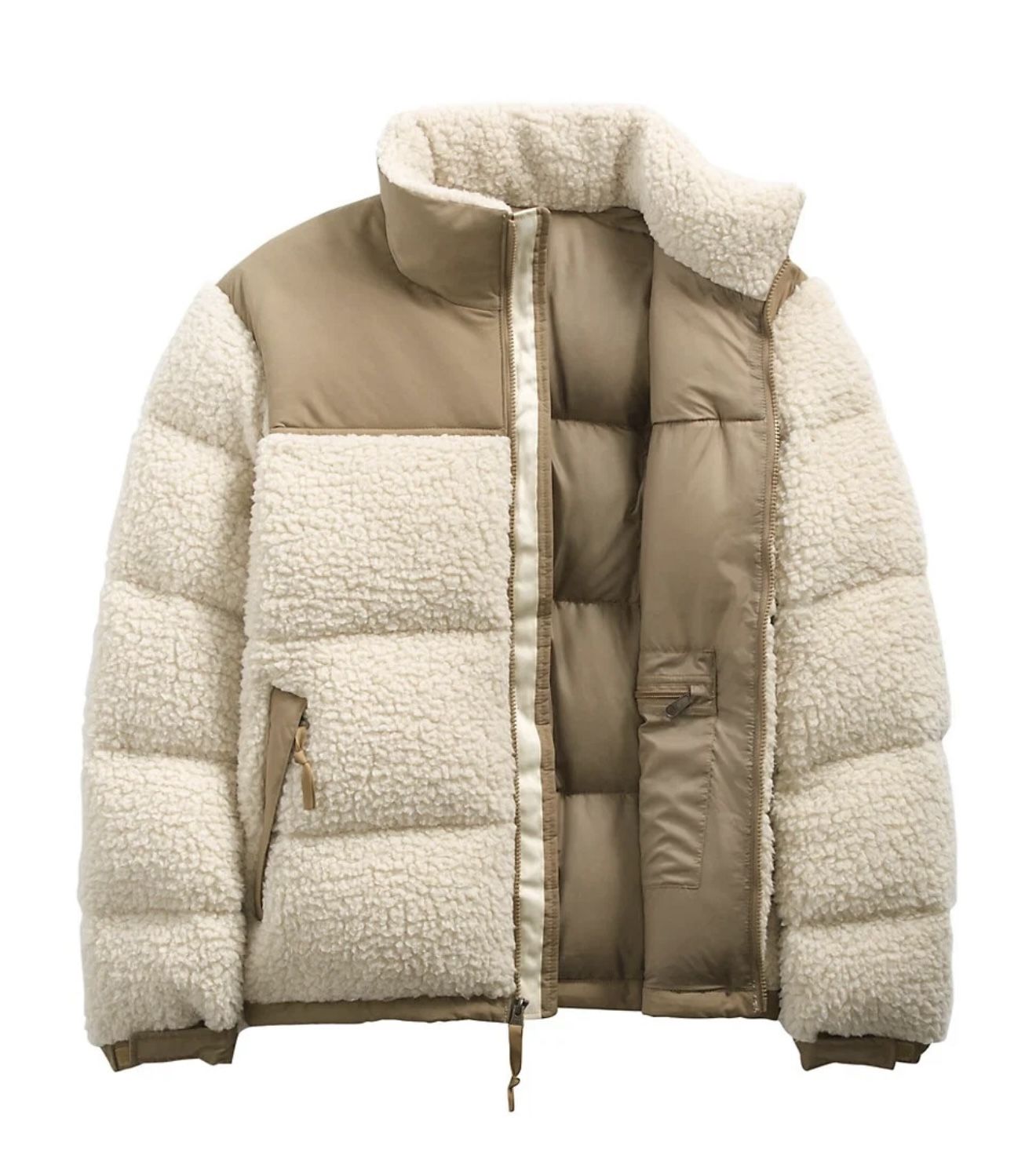 The North Face Unisex Nuptse Sherpa Puffer Jacket 600 Down Beige Brown Coat Size S Men and Woman L