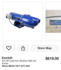 BRAND NEW (IN BOX) Everbilt 3/4 HP Cast Iron Shallow Well Jet Pump