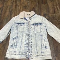 Hollister Blue and white sherpa denim jacket