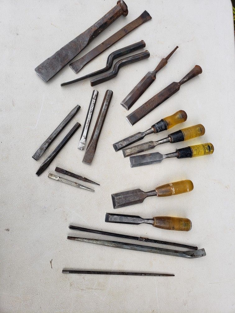 Buck Bros Wood Chisels and Other, Metal Chisels. Punches, Prybars