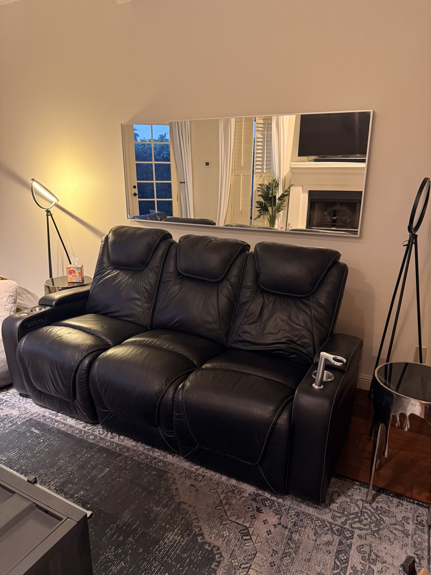 Vienna Black Leather Couch
