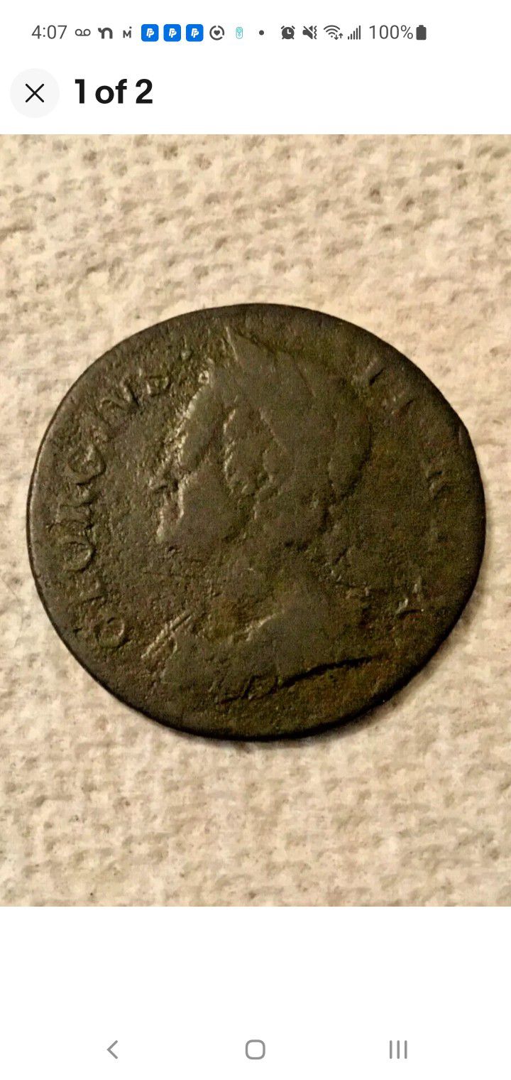 CB45SX80 HARD DATE 1740 COLONIAL HALF PENNY AWESOME USA HISTORY