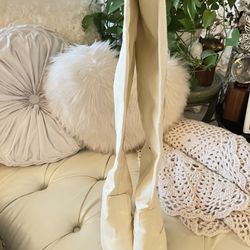 Off White Vinyl Gogo Boots Above The Knee