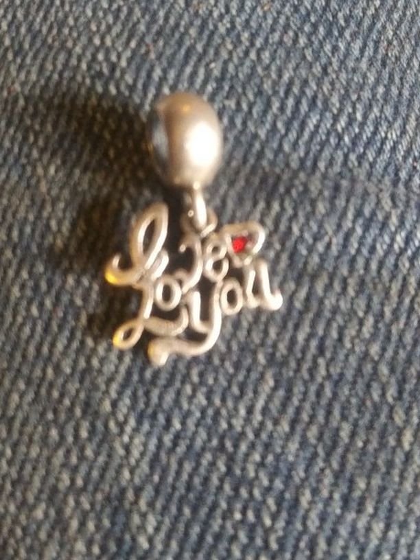 Sterling Silver Ruby Heart Love You Pendant.its Stamped