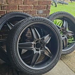 22” BLACK DEEP DISH WHEELS - SET OF 4.