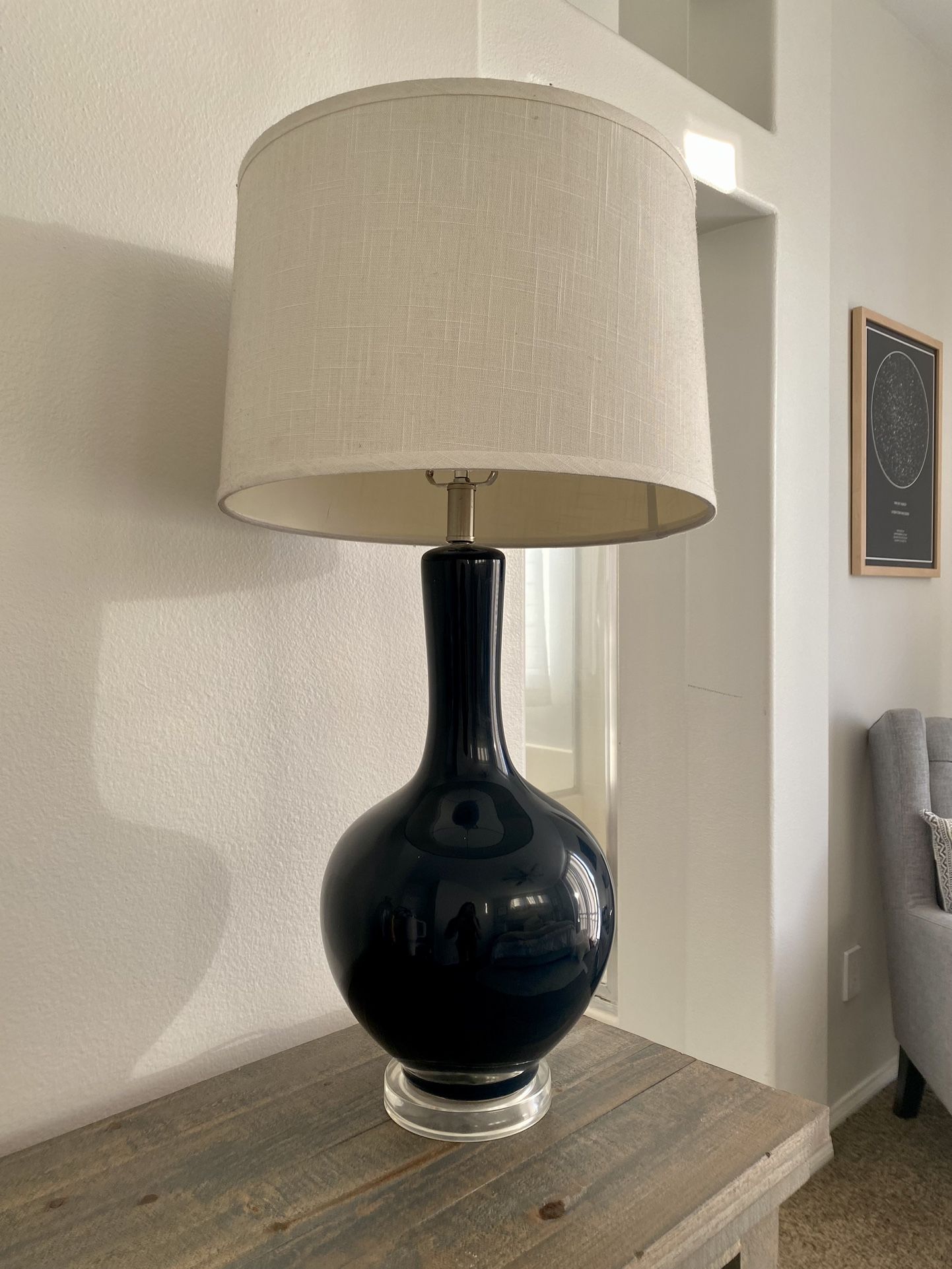 Living Spaces Navy Blue Lamp with Shade