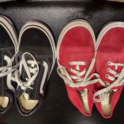 Black Vans,  Size-5.5, $7.00,    Red Suede Vans, Size 6, $7.00