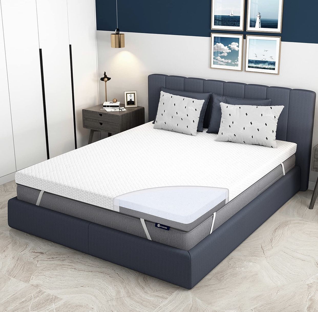 Full Size Mattress Topper, Avenco Mattress Topper Full Size Bed, 3 Inch Mattress Topper Full Memory Foam with Removable Cover for Teenage, Reversible 