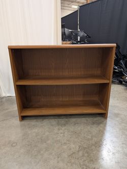 Compact Two-Shelf Wood-Toned Bookcase