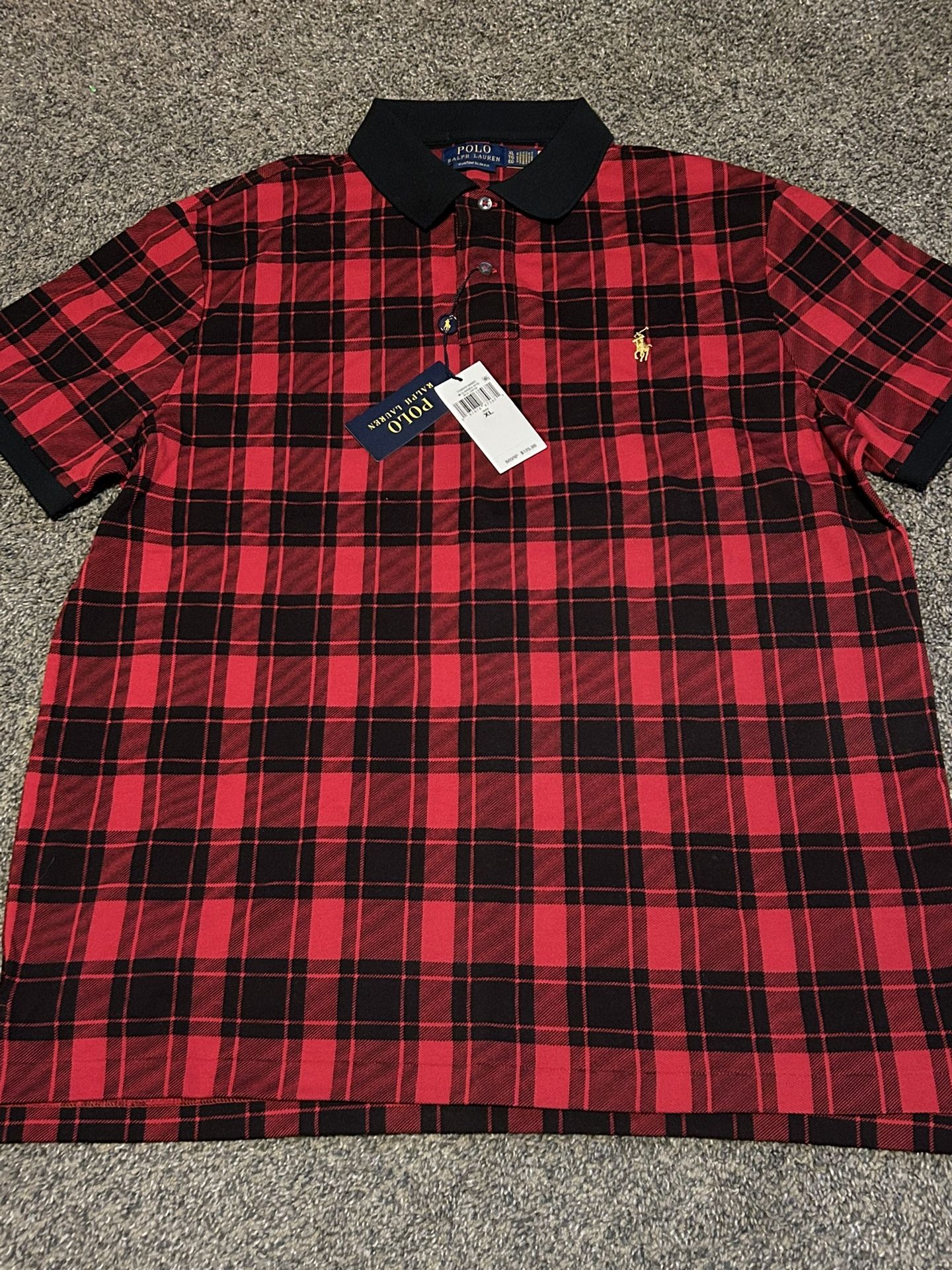Ralph Lauren Red & Black Polo Shirt (Men’s XL)