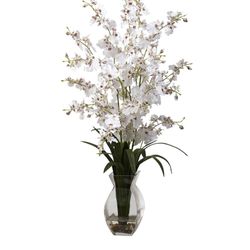 Nearly Natural 1294-WH Dancing Lady Orchid with Vase Arrangement, White Retail $129