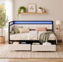 Twin Size Daybed Frame With 2 Storage Drawers
