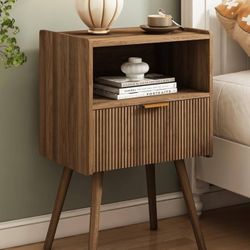 Nightstand, Modern Bedside Table with Storage Drawer 