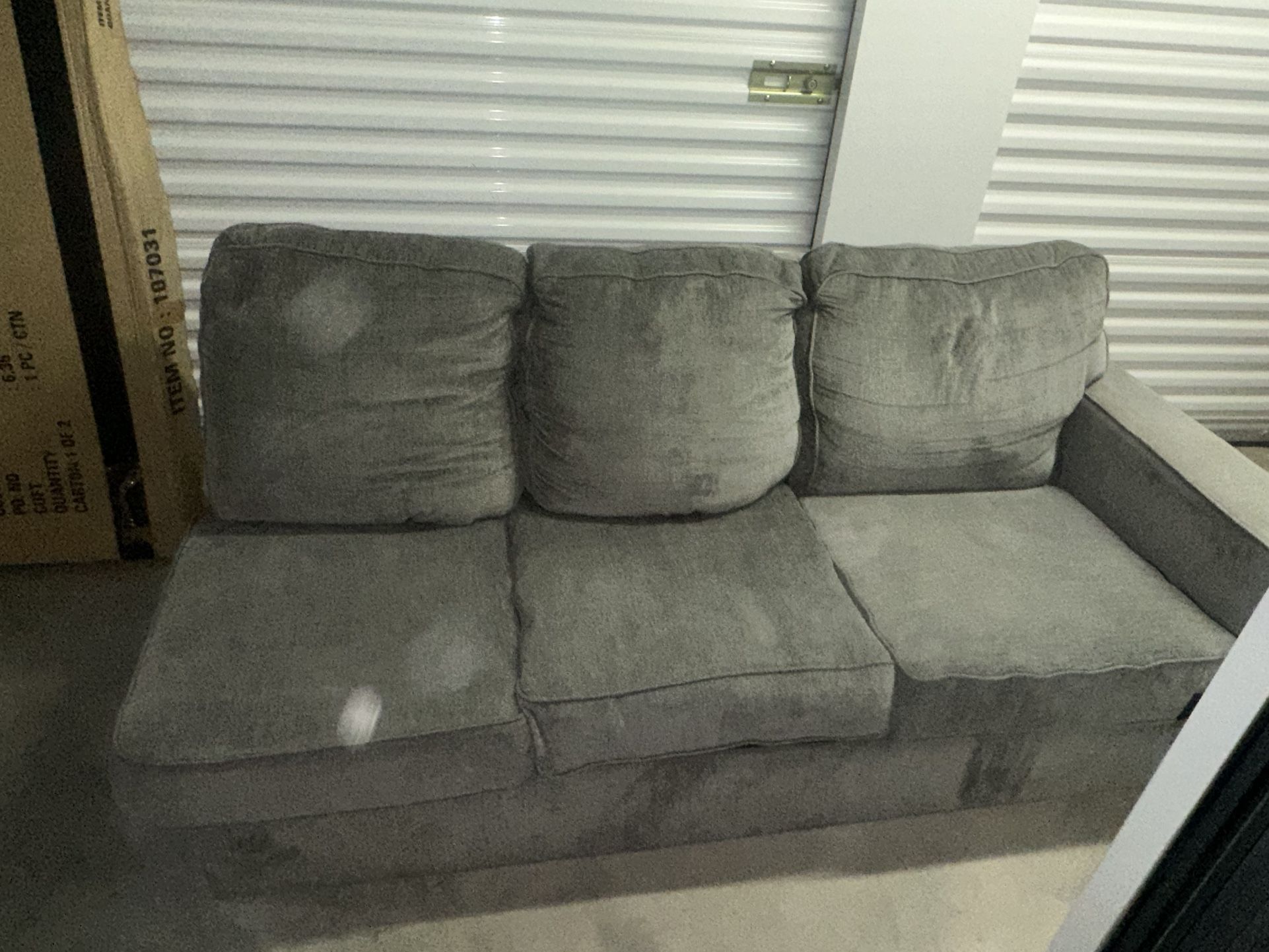 Grey Suede Sectional 