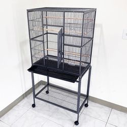 (NEW) $135 Large 63-inch Bird Cage Rolling Stand for Mid-Sized Cockatiels Parakeets Lovebirds 32x19x63”