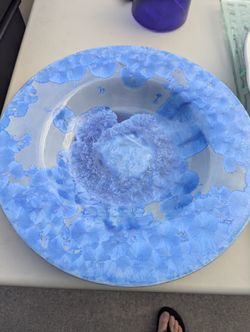 Stunning Crystalline Glaze Ceramic Art Plate/Platter - Blue Ombre