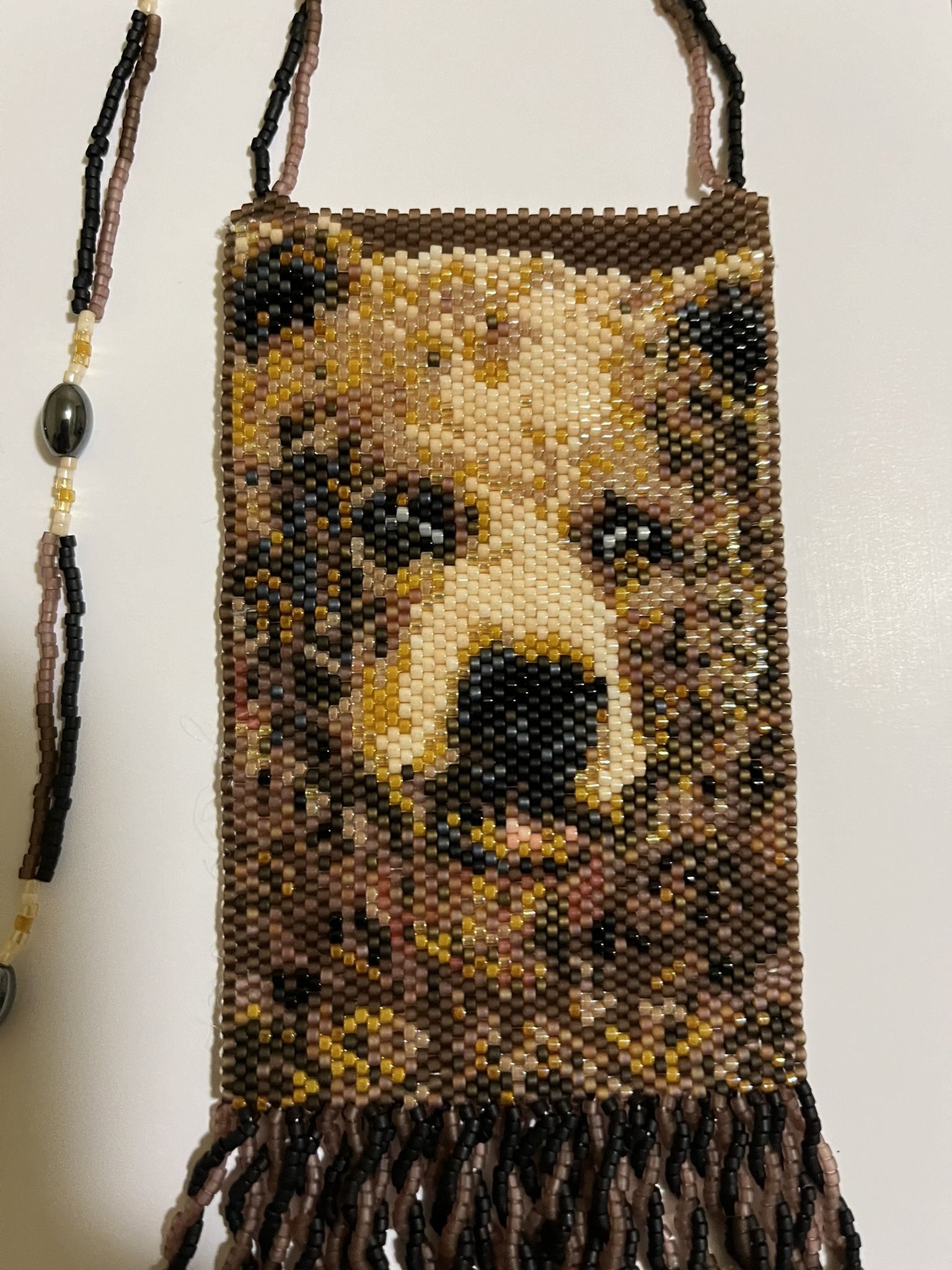Grizzly Bear Hand-Beaded Portrait