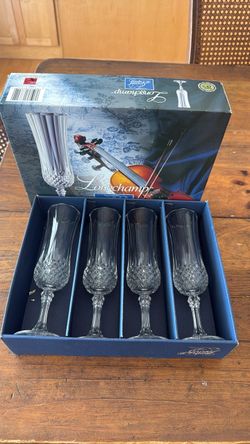 Long champ Cristal Champagne Flute glasses