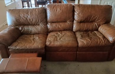 Leather couch with double recliner
