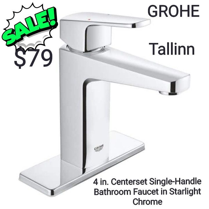 GROHE
Tallinn 4 in. Centerset Single-Handle Bathroom Faucet in Starlight Chrome