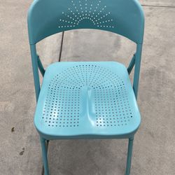 Set Of 4 Turquoise Metal Chairs