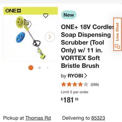 Ryobi 18v Scrubber w Soap Dispenser and Soft Brush