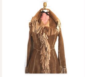 Shearling Fringe Jacket reversible Sz Small