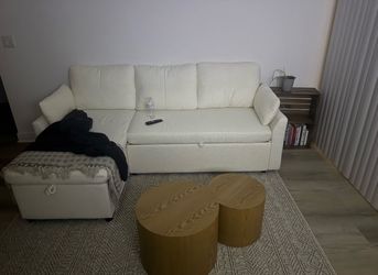 Couch with pullout bed and storage