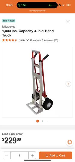 Milwaukee 1,000 Ibs. Capacity 4-in-1 Hand Truck