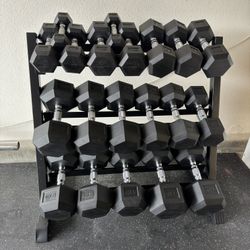 Rubber Hex Dumbbells 5-50Ibs
