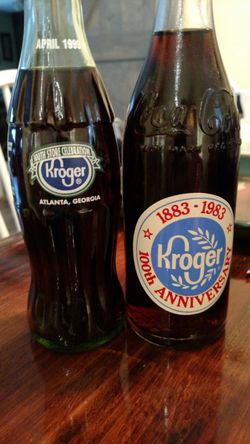 2 different Kroger Coca Cola bottles
