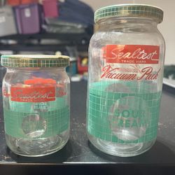 Vintage Sealtest Glass Jar (2) Sour Cream