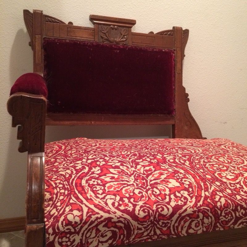 Antique Victorian Eastlake walnut loveseat - settee - fireside couch - chair