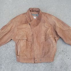 Vtg Pelle Studios Leather Bomber Jacket 