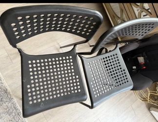 Black Plastic Perforated Folding Chairs Set