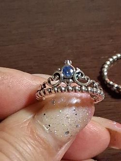 PANDORA DISNEY AUTHENTIC CINDERELLAS BLUE CRYSTAL STERLING SILVER RINGS SIZE 7 & 8 AVAILABLE