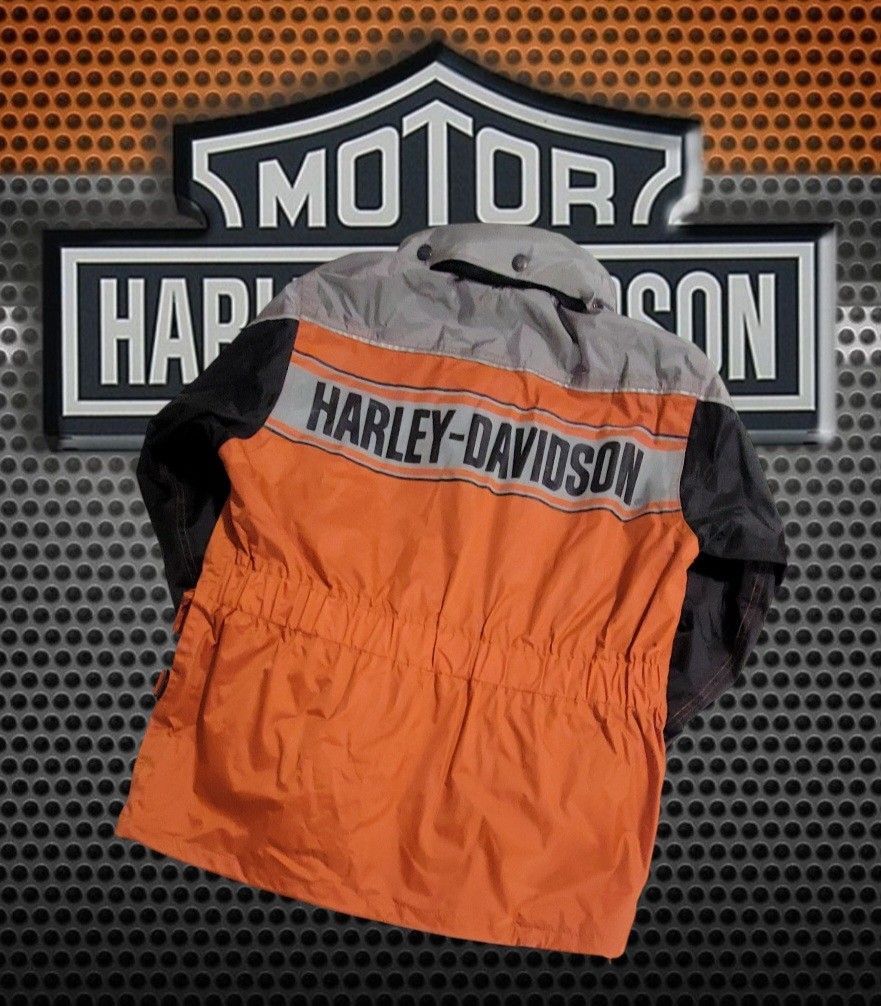 Harley Davidson Size XS Mens Hooded Reflective Rain Jacket Windbreaker Pockets