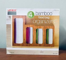 Seville Classics Set Of 4 Bamboo Food Bag Organizers