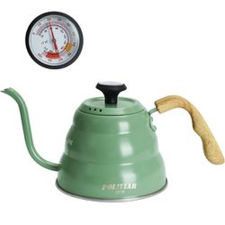 POLIVIAR Pour Over Coffee Kettle, 32oz Built-in Thermometer for Tea and Coffee, Gooseneck Kettle Spout Pots with Exact Temperature, Food Grade Stainle