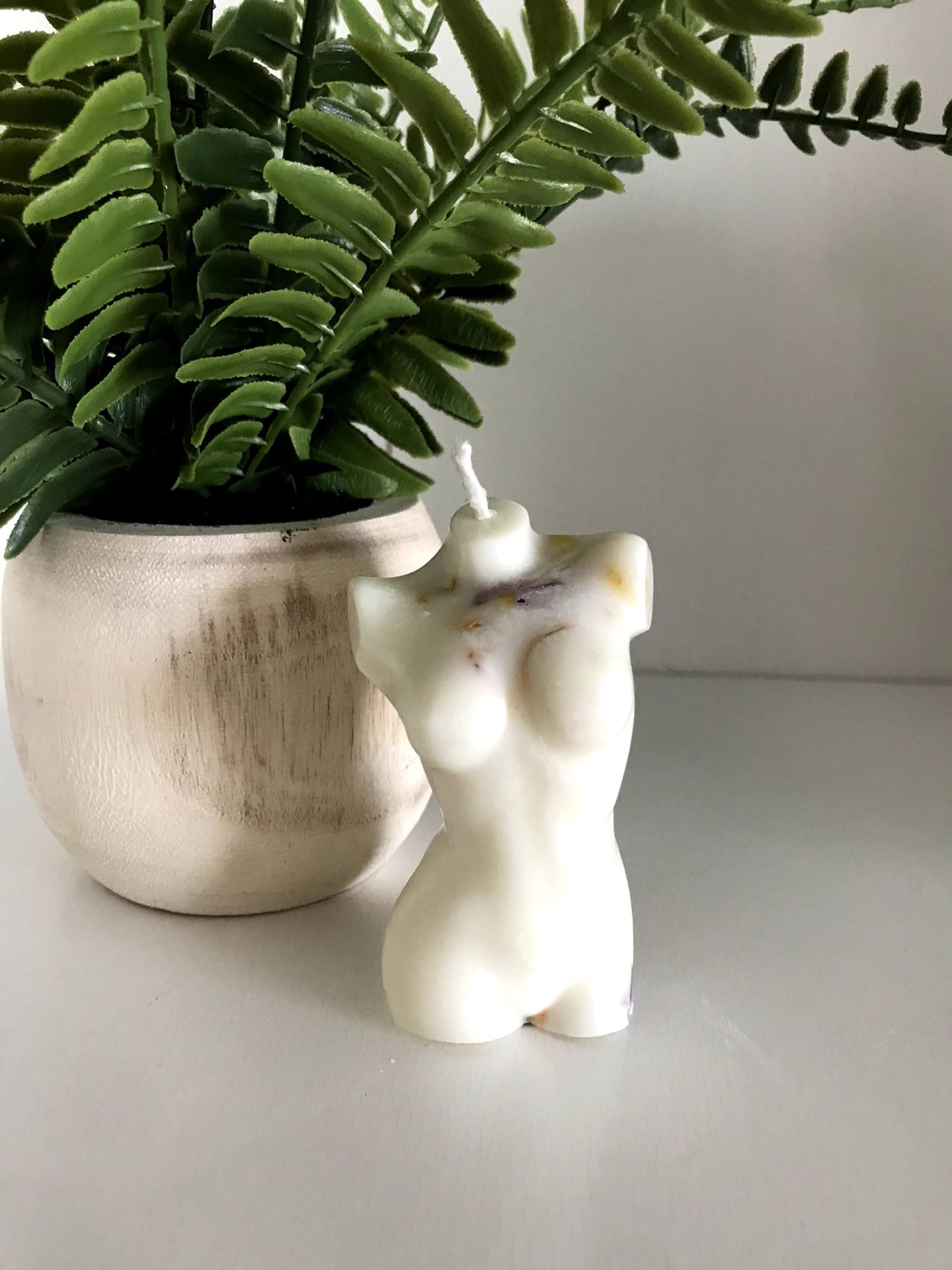 Handmade unscented free standing naked woman Torso and Candle