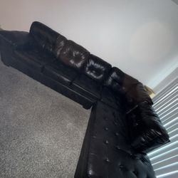 dark brown leather L Shaped Couch 