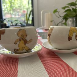 2 x Max Brenner The Bald Man Baby Hot Chocolate Hug Mug & Saucer