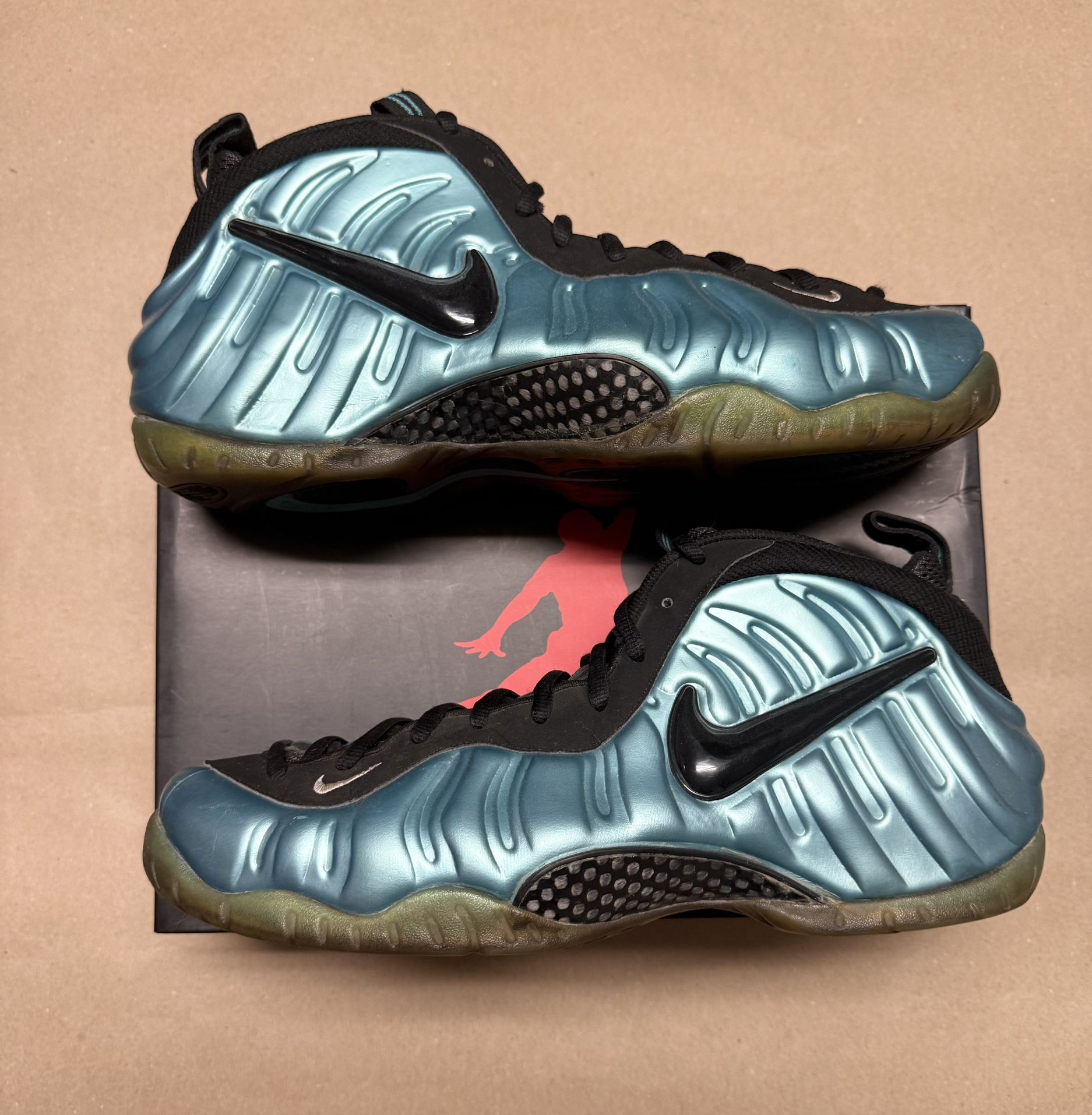 Nike Foamposite Pro Electric Blue Basketball Shoes size 15 Rare!