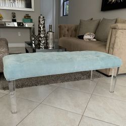 Teal Bench With Clear Legs